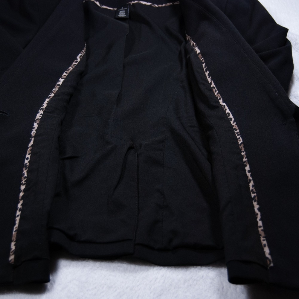 White House‎ Black Market Black One Button Blazer Suit Jacket Size 4 - Picture 7 of 11